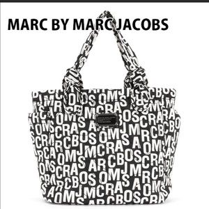 Marc Jacobs Nylon Tote Logo print bag b&w